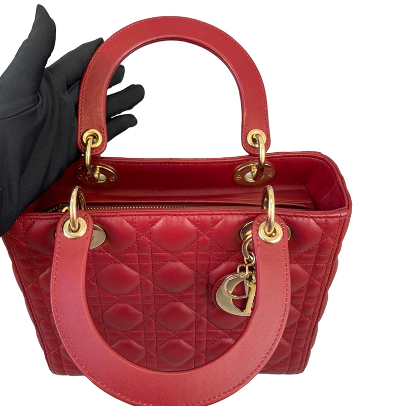 Lady Dior Medium Lambskin Burgundy GHW