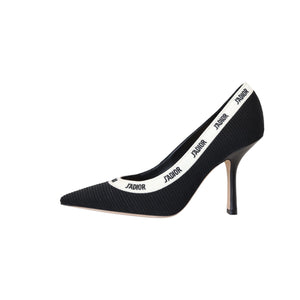 Technical Canvas J'Adior Embroidered Pumps 39.5 Black