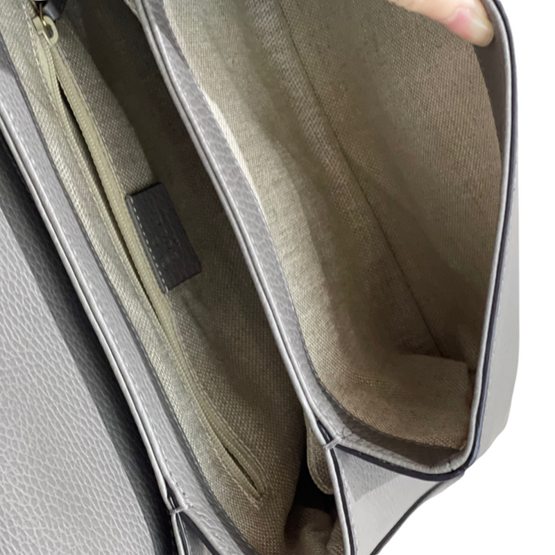 Interlocking GG Calfskin Leather Grey LGHW