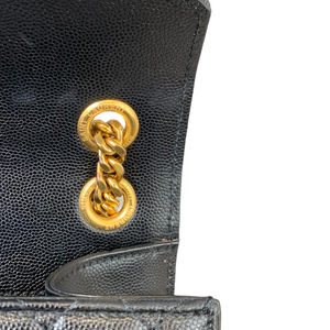 Medium Envelope Flap Leather Black GHW