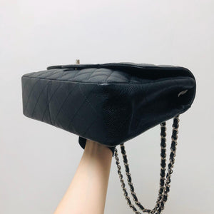 Single Flap Classic Jumbo in Black Caviar with SHW