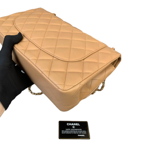 Double Flap Jumbo Dark Beige GHW