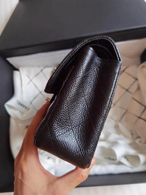 Small Double Flap Bag in Black Caviar with SHW