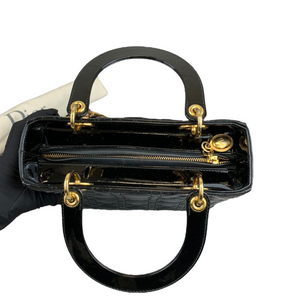 Lady Dior Medium Patent Black GHW