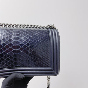 Python-Leather Old Medium Boy Navy Blue