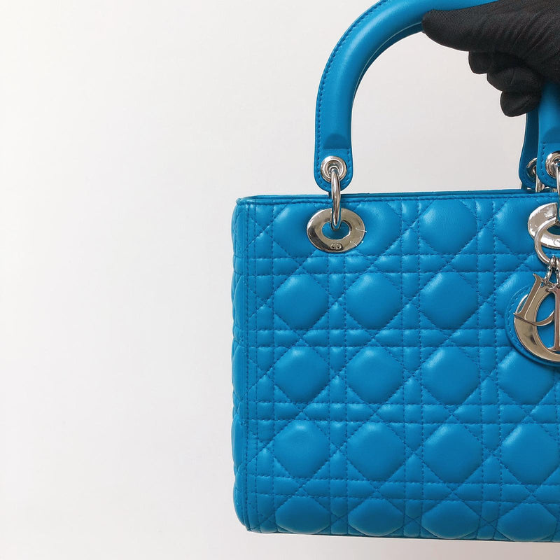 Lady Dior Lambskin Medium Blue SHW