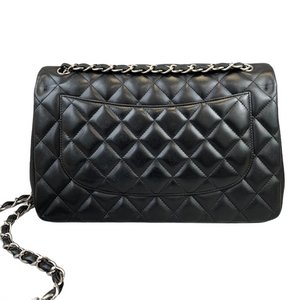 Jumbo Double Flap in Black Lambskin with SHW