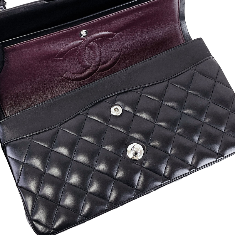 Medium Classic Double Flap Lambskin Black SHW