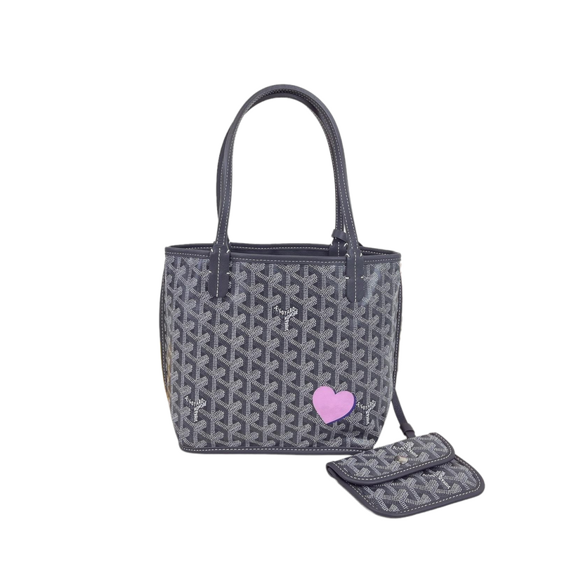Mini Anjou Reversible Canvas Calfskin Grey SHW