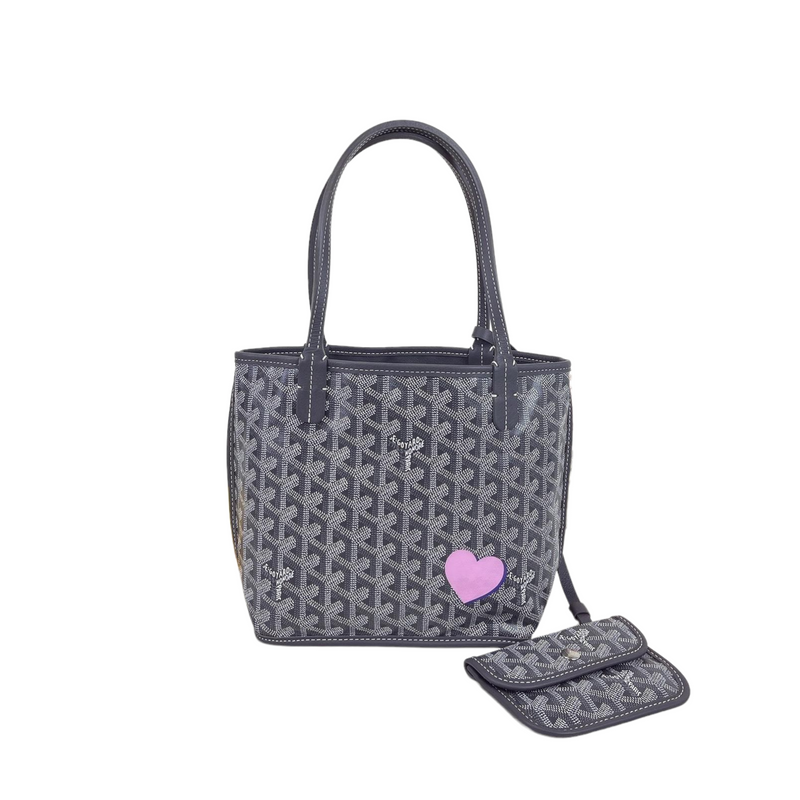 Goyard Mini Anjou Tote Bag In Chevroches Calfskin And Ine Canvas in Purple