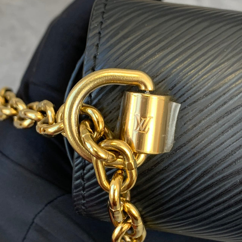 Vintage Louis Vuitton Epi Twist Black Gold Silver Chain Bag (For