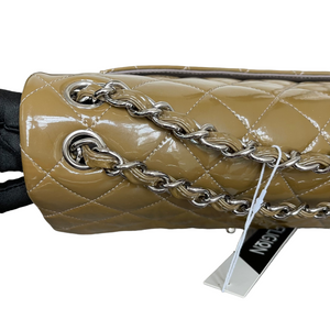 Jumbo Double Flap Patent Taupe SHW