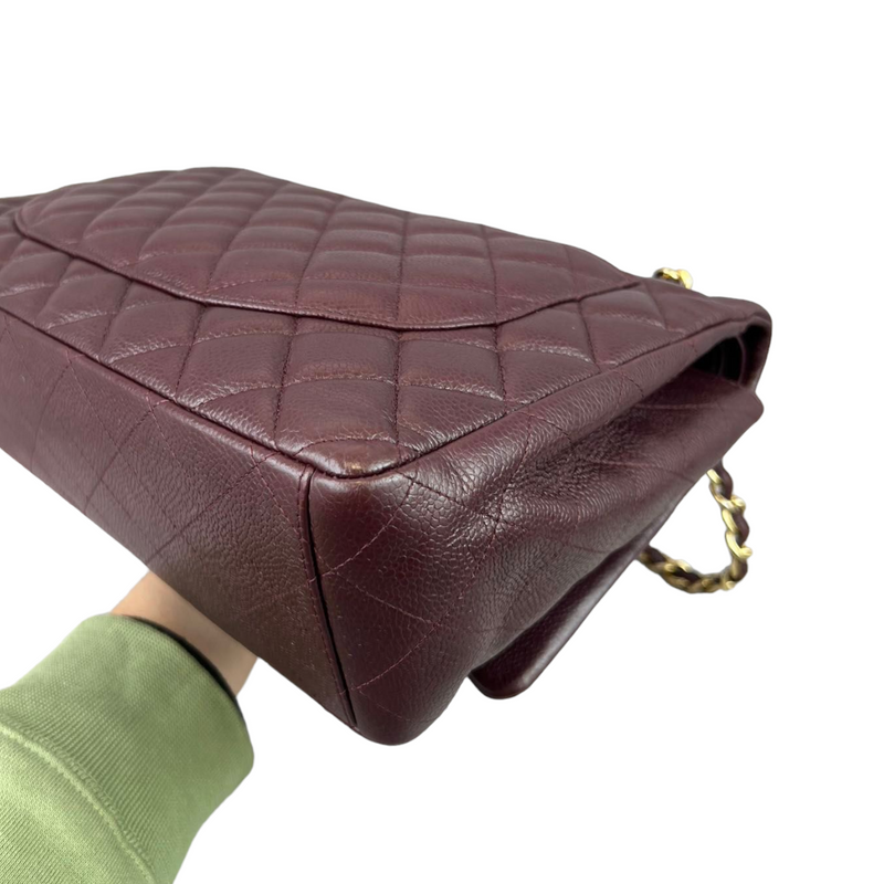 Double Flap Maxi Caviar Burgundy GHW