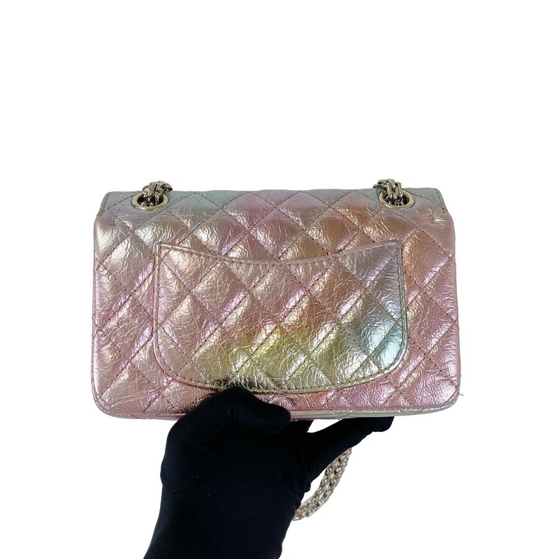 Chanel Rainbow Reissue 2.55 Bag Wallet On Chain Mulitcolor Goatskin 20A  Video