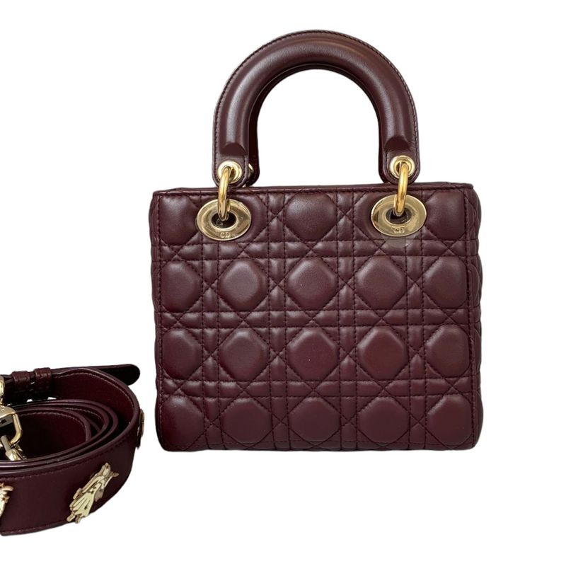 Small My Lady Dior Lucky Badges Lambskin Burgundy GHW