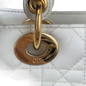 Cannage Lady Dior Medium White GHW