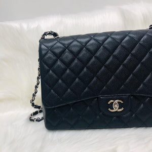Classic Single Flap Maxi in Black Caviar Leather with SHW