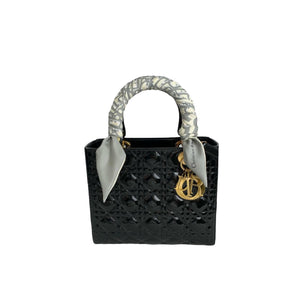 Lady Dior Medium Patent Black GHW