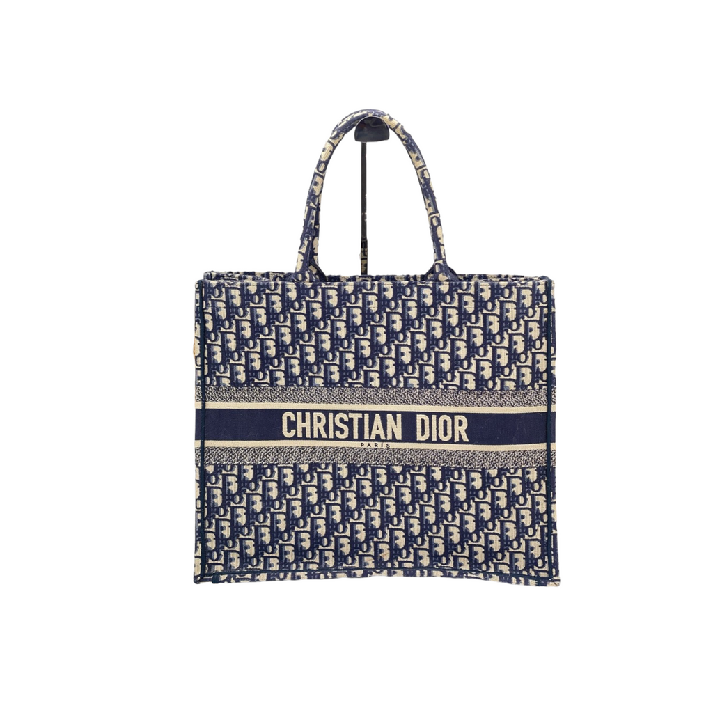 Oblique Book Tote Large Canvas Blue