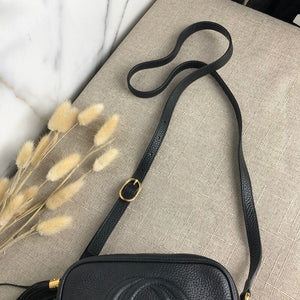 Soho small leather disco bag in black