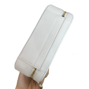 CC Medium Caviar Quilted Vanity Case White GHW