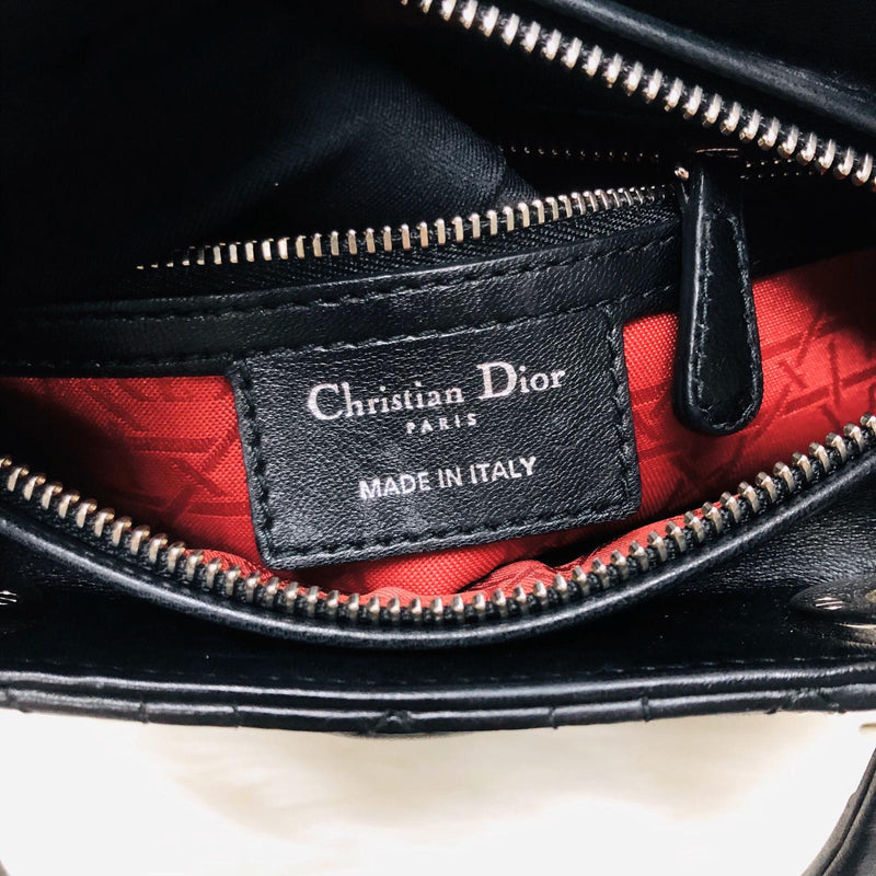 Classic Lambskin Cannage Medium Lady Dior Black Leather Bag