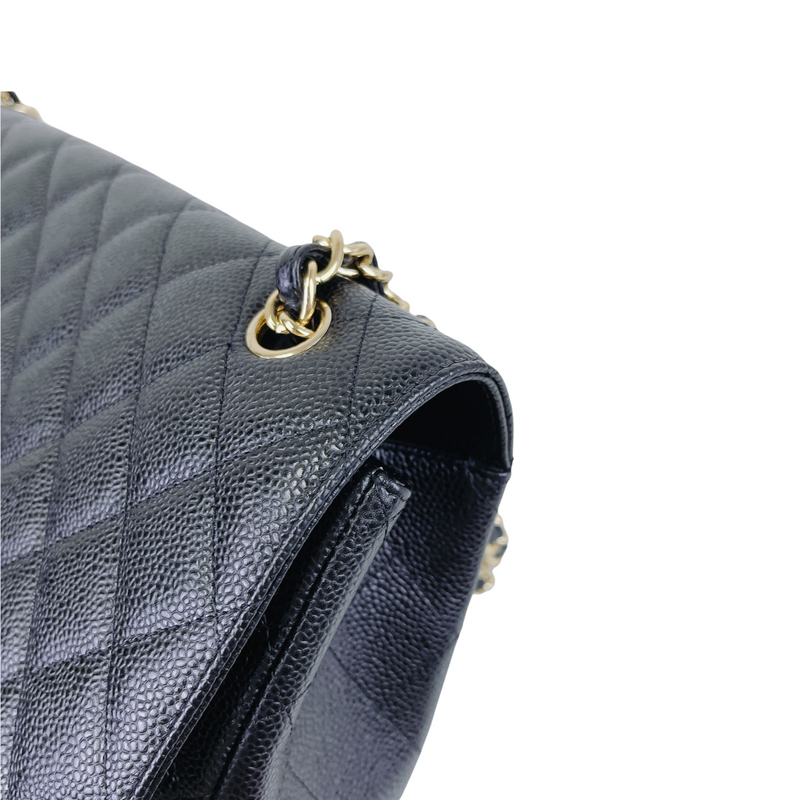 Classic Single Flap Maxi Caviar Black GHW