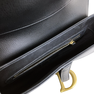 Medium Saddle Calfskin Black GHW