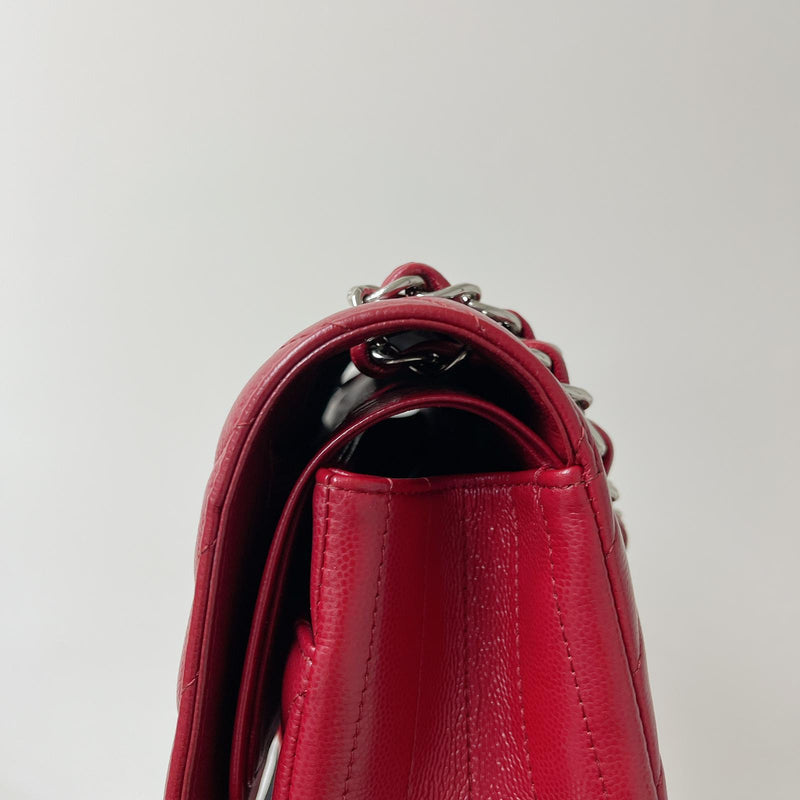 Classic Flap Jumbo Caviar Red Chevron SHW