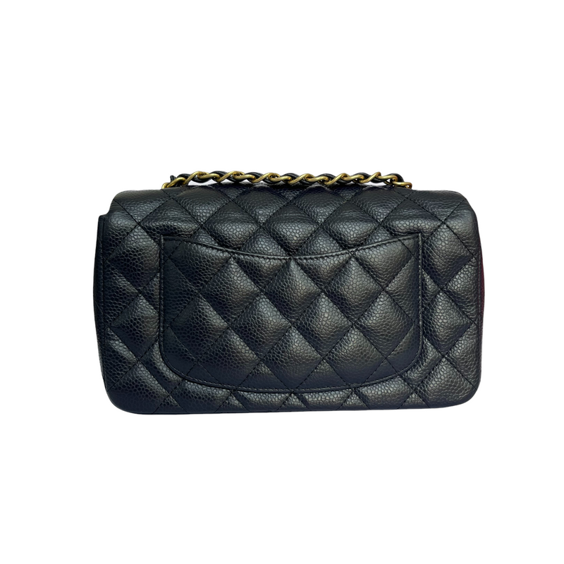 Mini Rectangle Flap Quilted Caviar Navy GHW
