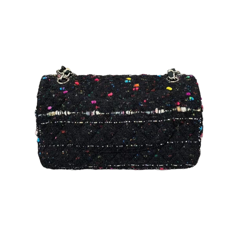 Medium Classic Flap Black Tweed Multicolour SHW