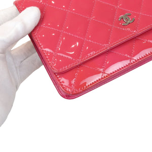 Quilted Patent Flap WOC Pink SHW