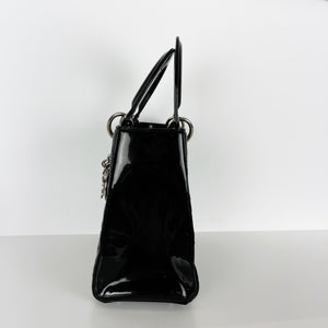 Lady Dior Medium Patent Black SHW