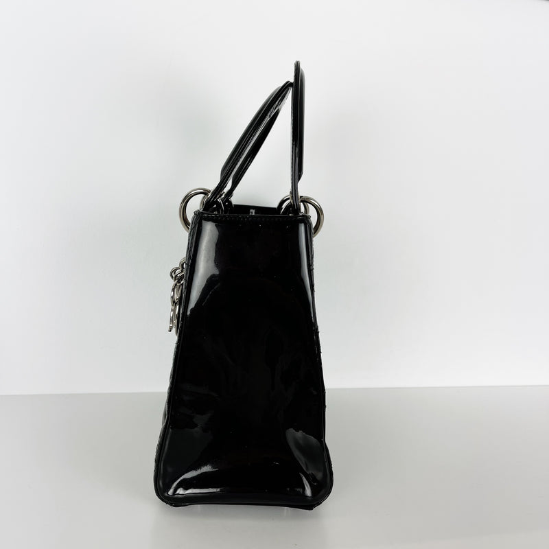 Lady Dior Medium Patent Black SHW