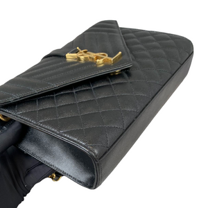 Medium Envelope Flap Leather Black GHW