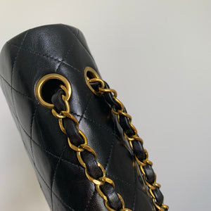 Vintage Lambskin Double Flap M/L with GHW In black