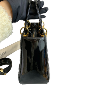 Lady Dior Medium Patent Black GHW