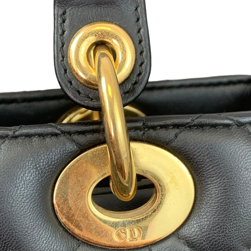 Medium Lady Dior Cannage Lambskin Black GHW