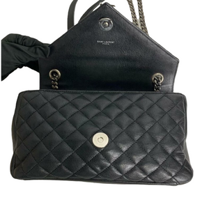 Small Envelope Flap Leather Black SHW
