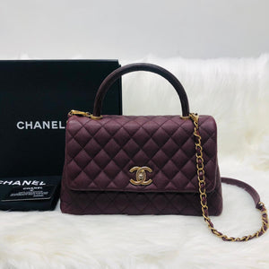 Burgundy Caviar Quilted Medium Coco Handle Flap