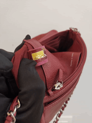 Crossbody Half Moon Flap Dark Red Caviar Leather with SHW