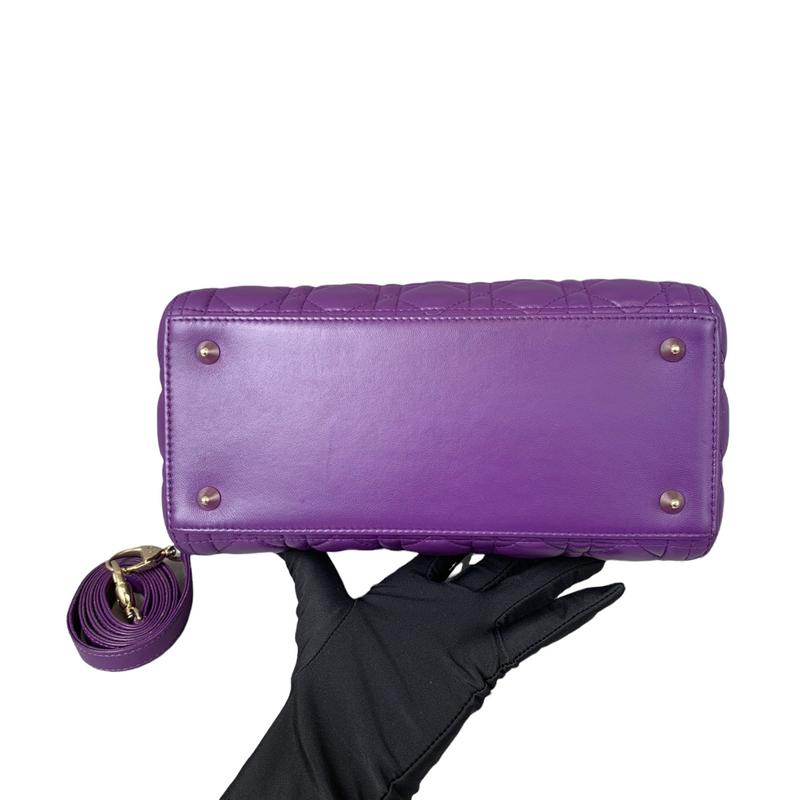 Medium Lady Dior Lambskin Purple GHW