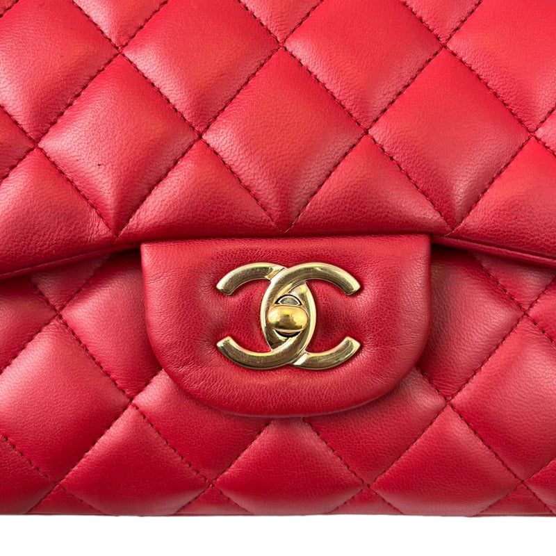 Chanel Double Flap Jumbo Lambskin Red GHW
