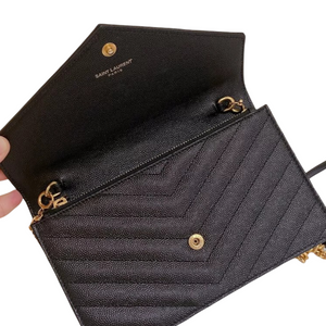 Envelope WOC Small Grained Leather Black GHW