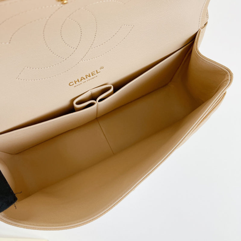 Double Flap Jumbo Caviar Beige GHW