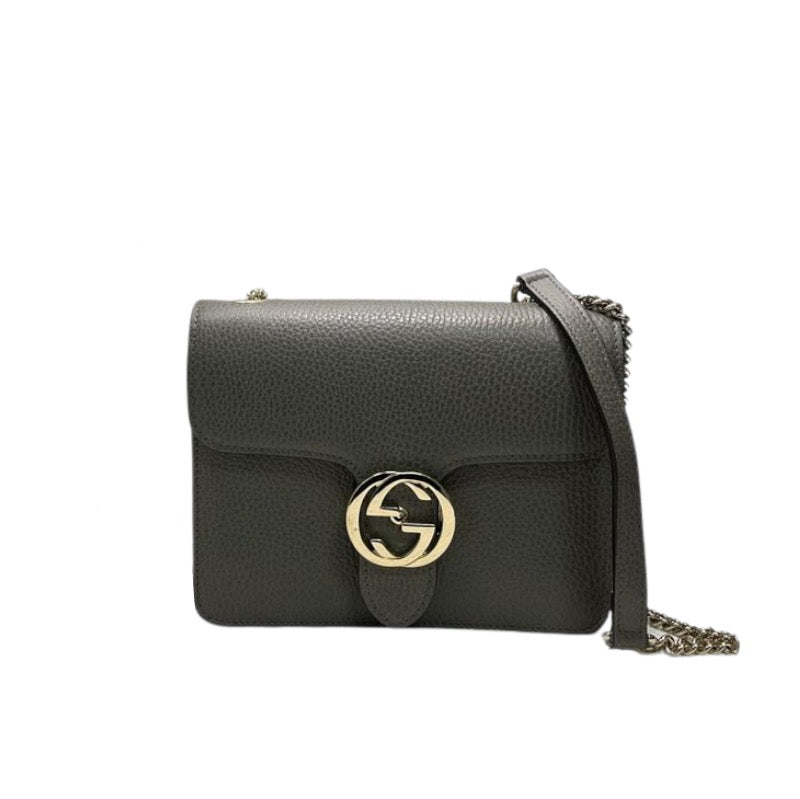 Small Interlocking GG Calfskin Grey GHW Bag Religion