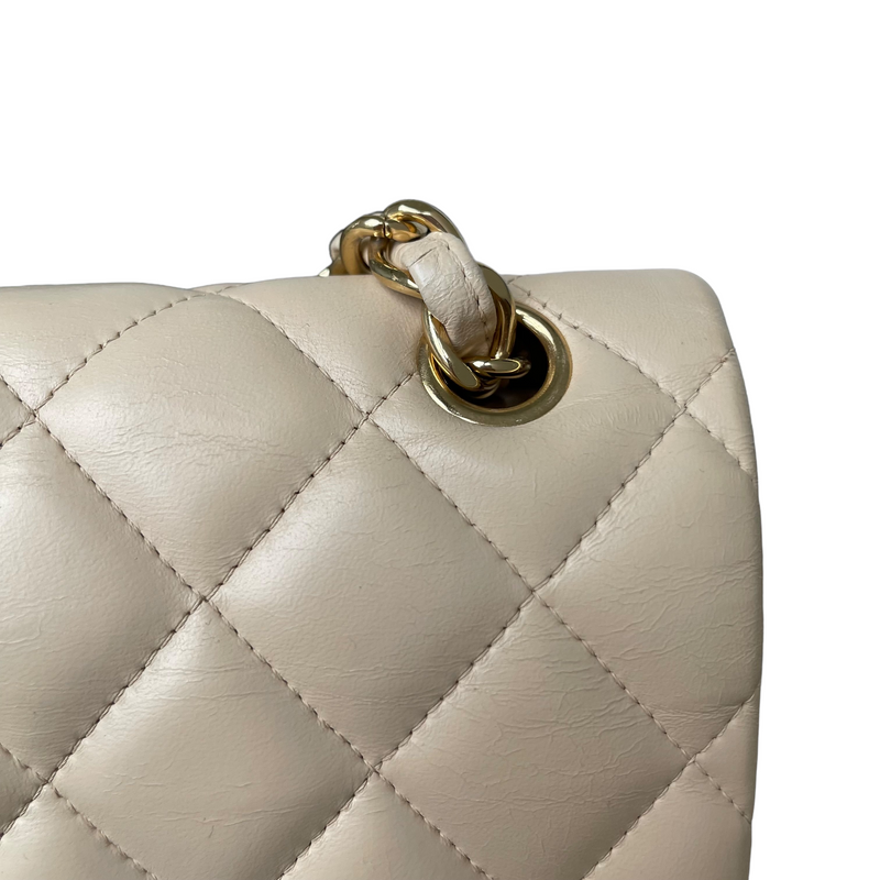 Chanel Double Flap Jumbo Beige Lambskin GHW