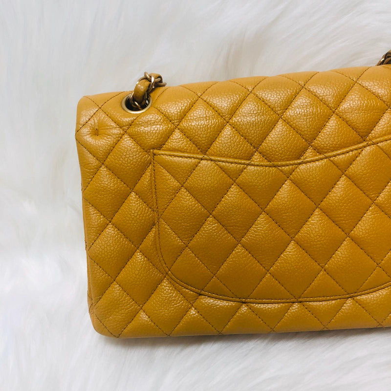 Classic Flap M/L Yellow Lambskin with GHW