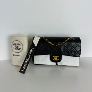 Vintage Classic Double Flap Lambskin Small Black GHW