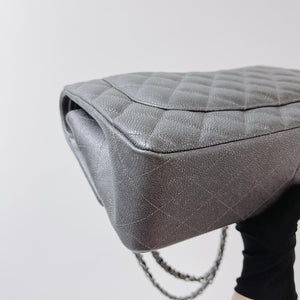 Jumbo Classic Double Flap Caviar Iridescent Dark Grey RHW